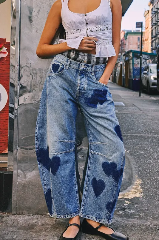 Heart Pattern Jeans