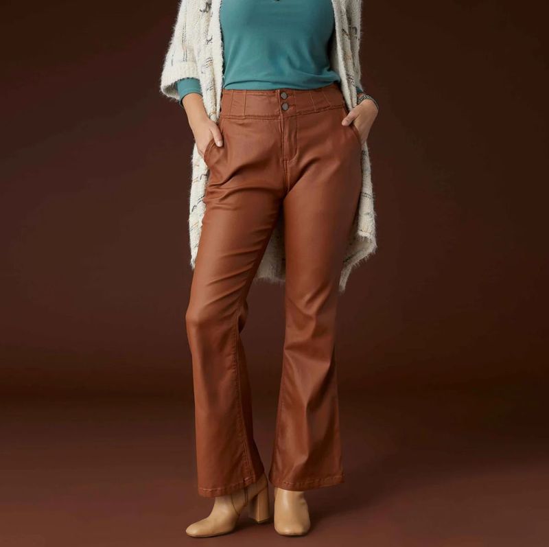 OMG Zoeyzip Faux Leather Flare Coganc Pants