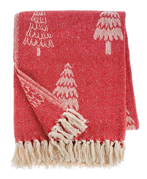 Woven Red Tree Throw 50"x 60"