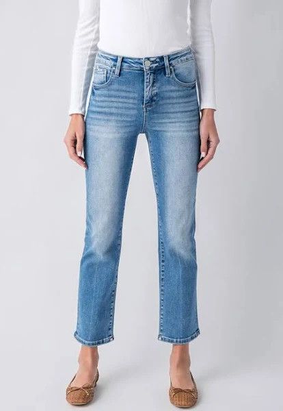 High Rise Straight Jeans, Size: 3