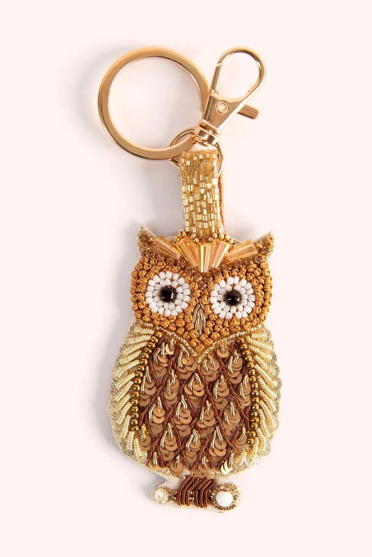 Beaded Keyring- Golden Owl
