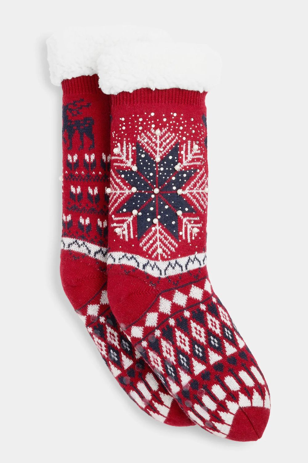 Winter Wonderland Slipper Socks, Color: Red