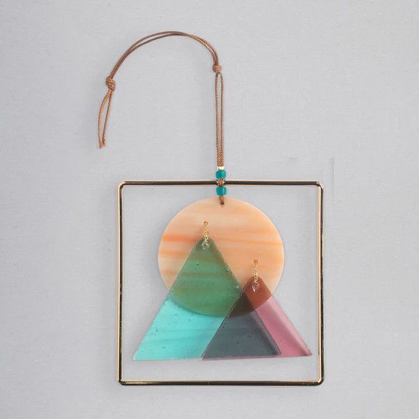 Stained Glass Sun Light Catcher - 4 Designs, Color: Sunset Mountains
