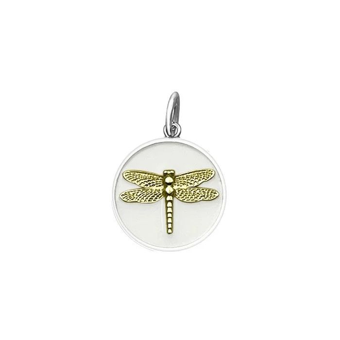 Dragonfly Pendant Gold, Color: Alpine White, Size: 19mm