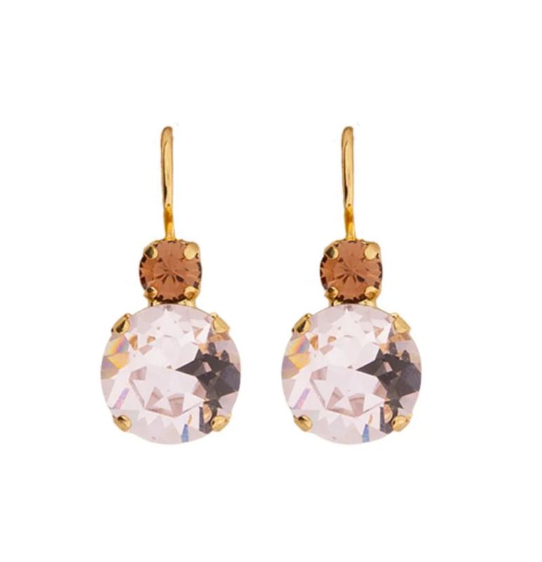 Large Double Stone Leverback Earrings in "Amaretto"