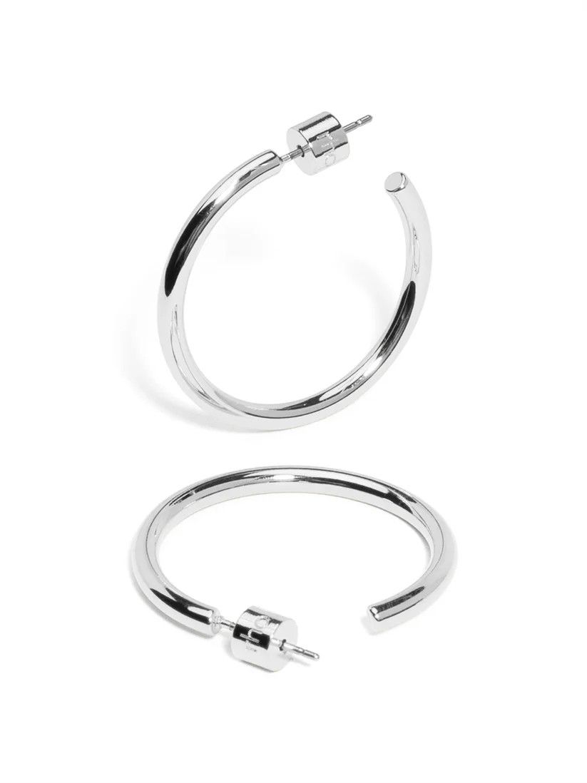 Small Thin Hoop Earring Rhodium