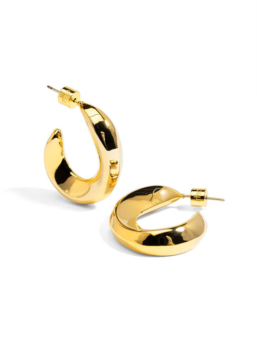 Chunky C-Shaped Open Hoop Earrings Gold