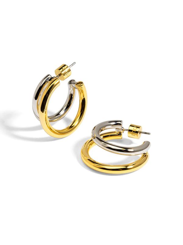 Small Two Tone Open Hoop Earring