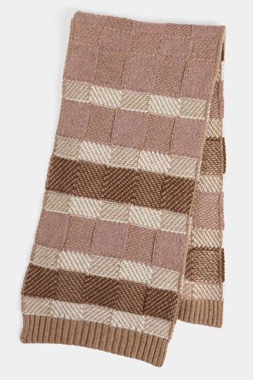 Checkerboard Winer Winter Scarf Brown