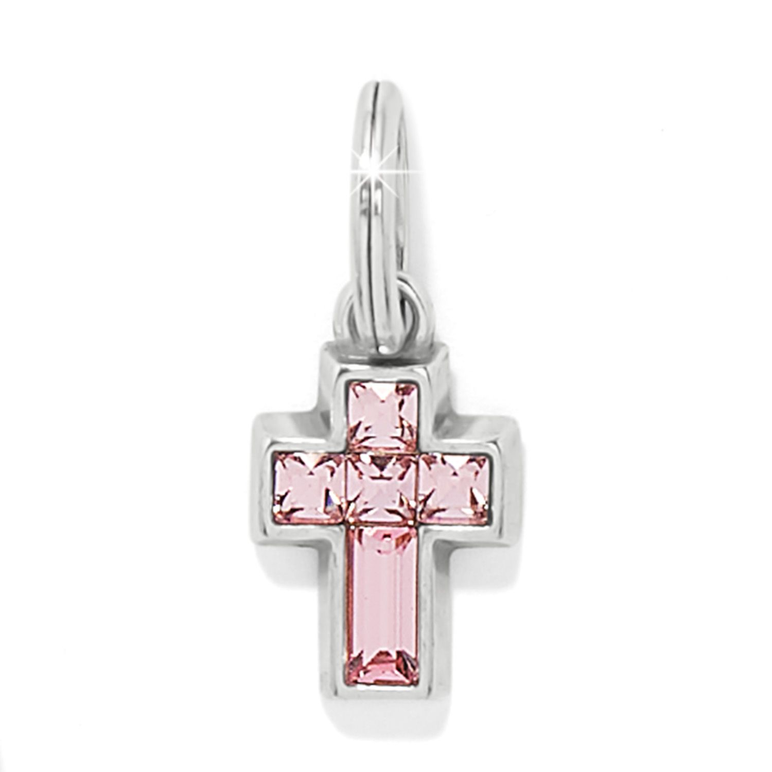 Crystal Cross Charm - Light Rose