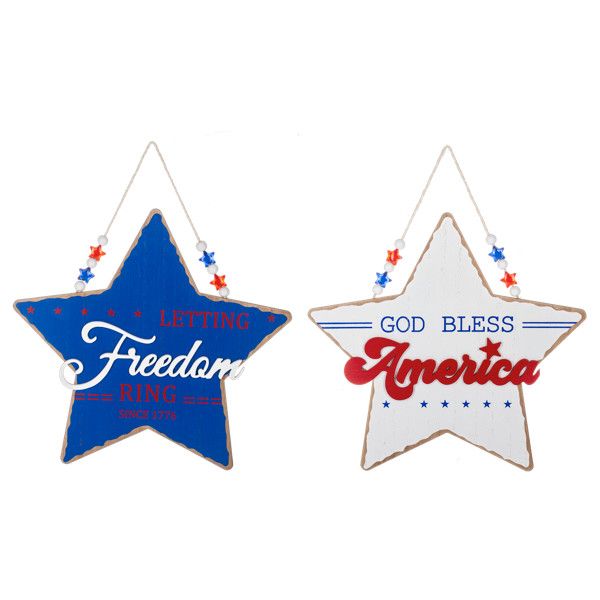 Star Shaped America Wall Sign Assorted