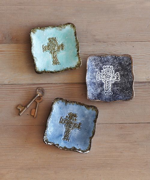 Cross Trinket Dish Cast Iron Assorted Colors