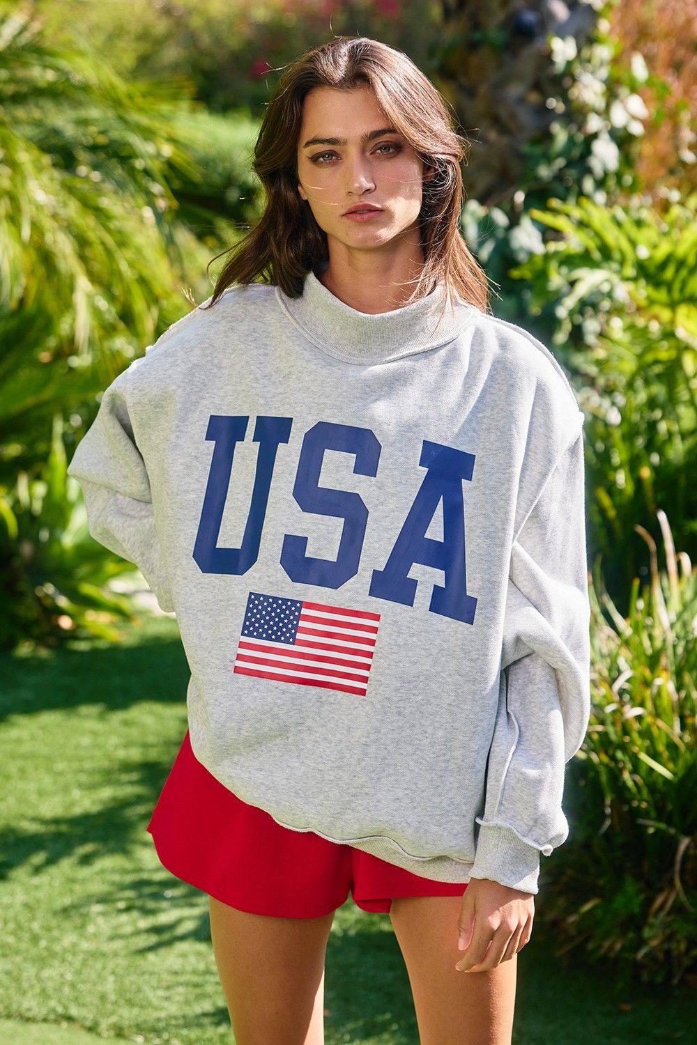 Reversible USA/America Mock Neck Sweatshirt