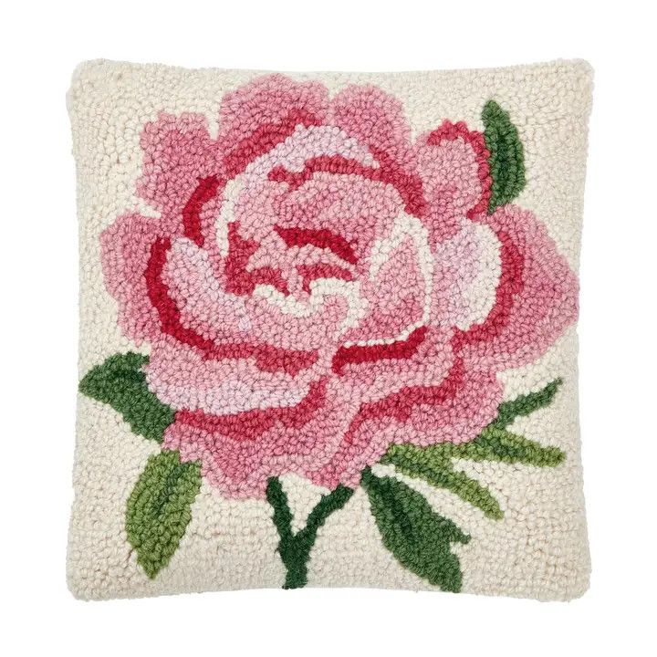Pink Peony Hook Pillow 10x10