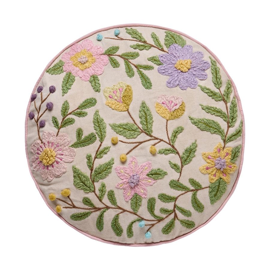 Round Floral Embodied Pillow