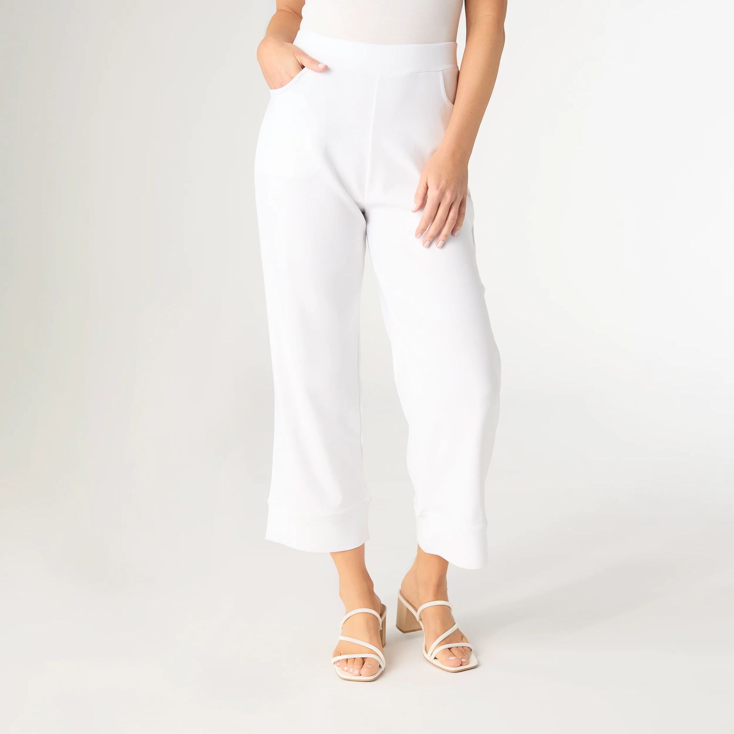 Georgie Wide Leg Cropped White