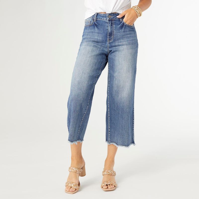 Bambu Soft Wide Leg Raw Bottom Capri Jean