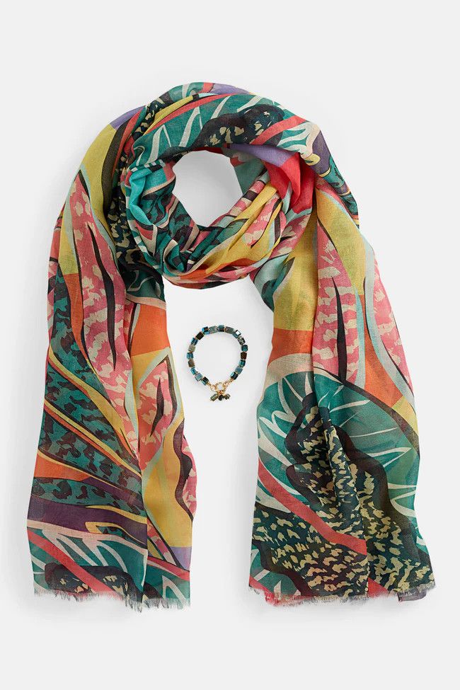 Springtime Scarf &amp; Bracelet Set Jungle Multi