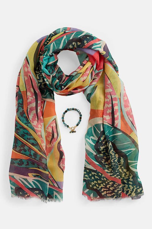 Springtime Scarf &amp; Bracelet Set Jungle Multi