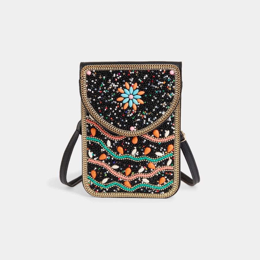 Artisan Beaded Crossbody, Color: Black Multi