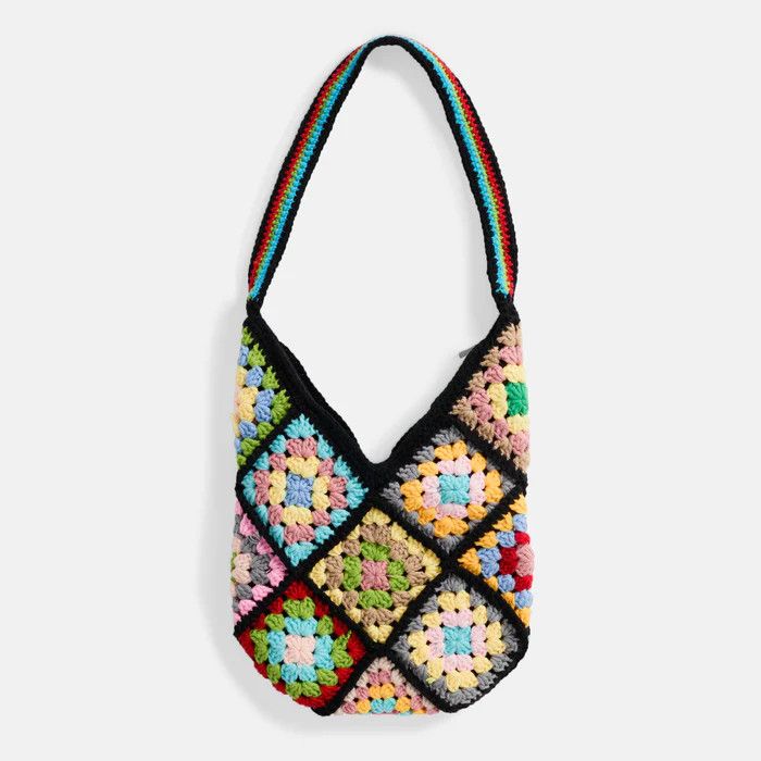 Novi Crochet Shoulder Bag - Black/Multi