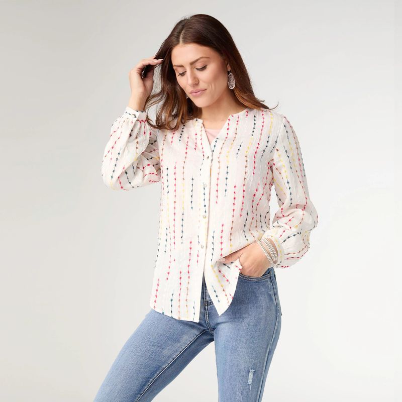 Linda Blouse with Colorful Stripe Detail