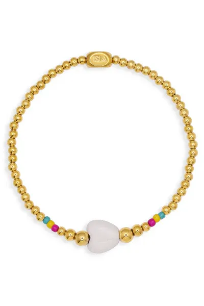 Stretch White Heart Bracelet