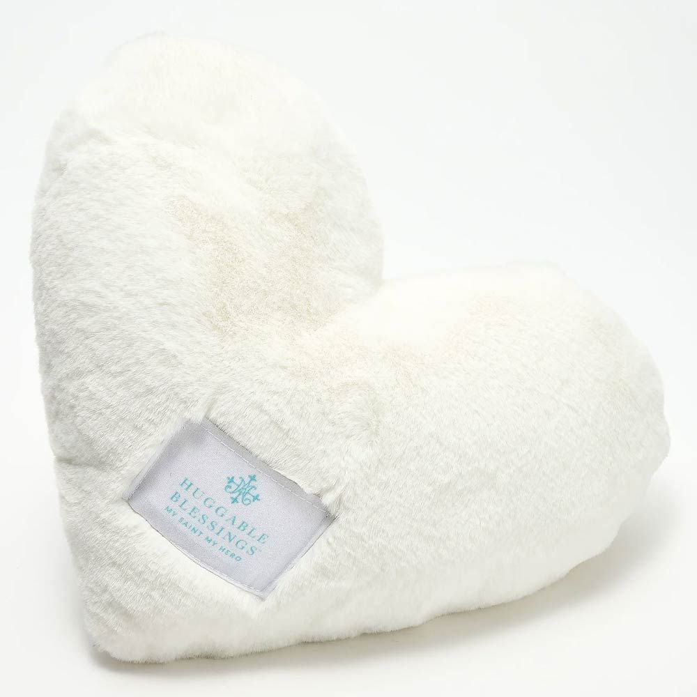 Huggable Weighted Prayer Heart Pillow - White