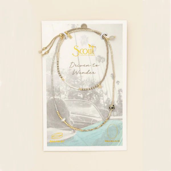 Mixed Media Wrap Bracelet/Necklace - Magic/Labradorite/Gold