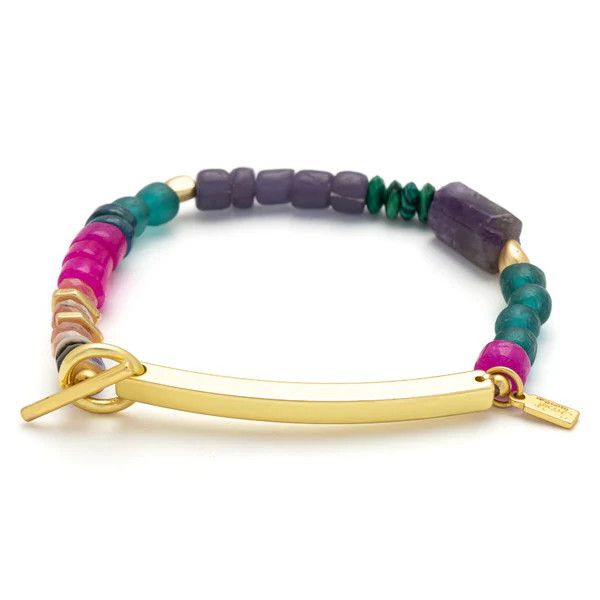 Hidden Message bracelet - Strong AF/Amethyst/Gold