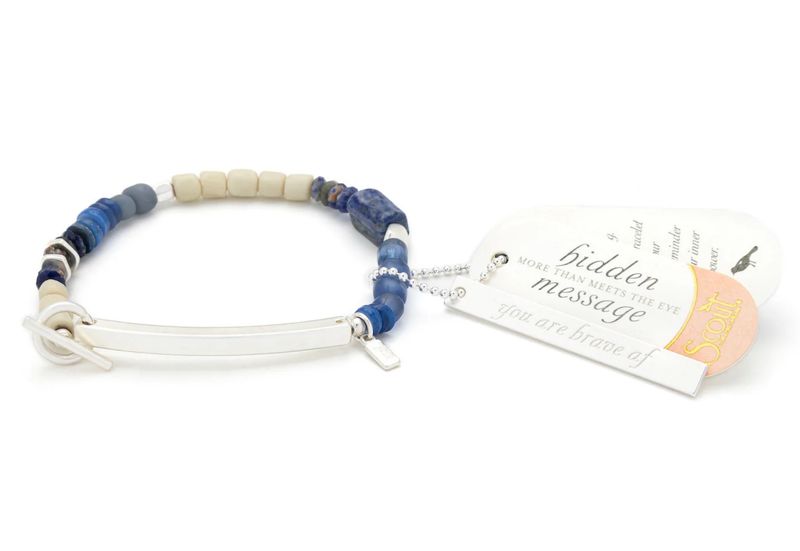 Hidden Message Bracelet - Brave AF/Lapis/Silver