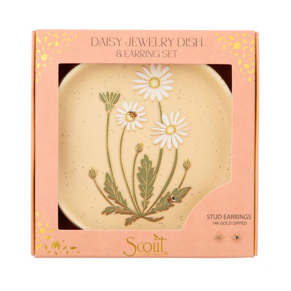 Jewelry Dish &amp; Earring Set - Daisy/Vanilla