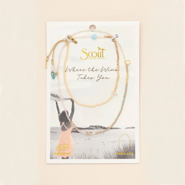 Mixed Media Wrap Bracelet/Necklace - Tranquility/Turquoise/Gold