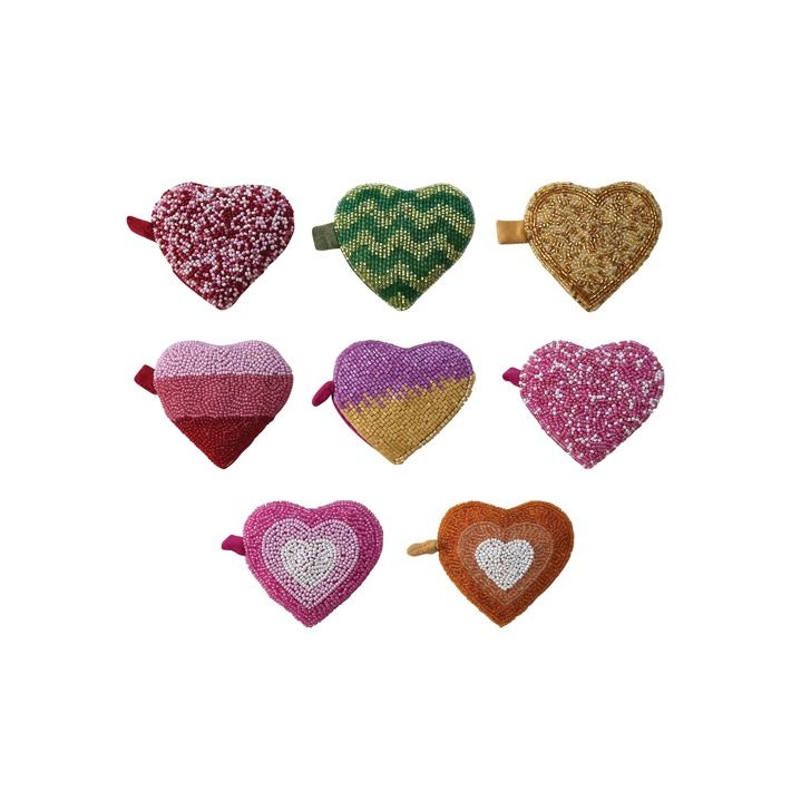 Heart Shaped Tape Measure Glass Beaded - Assorted