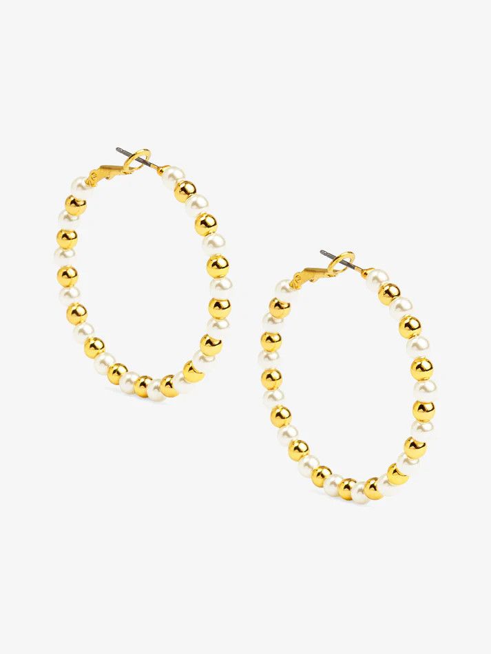 Mixed Bead Hoop Earring