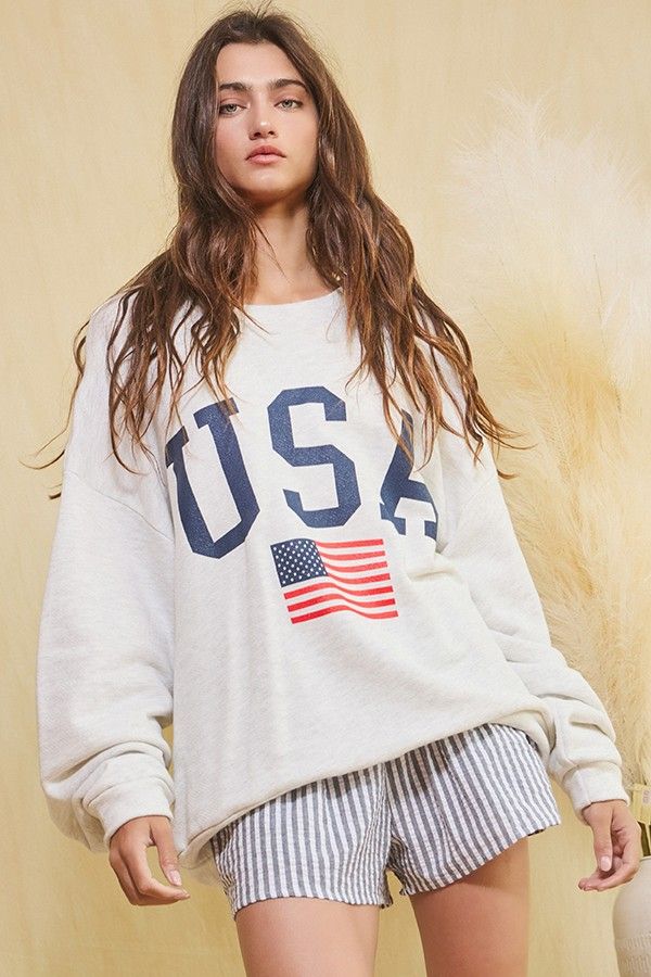 USA Flag Oversized Sweatshirt