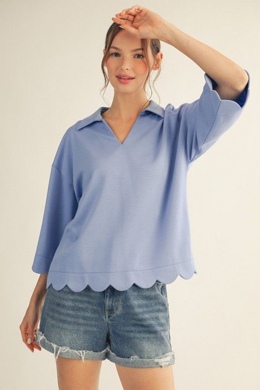 Scalloped Edge Detail Top Periwinkle 