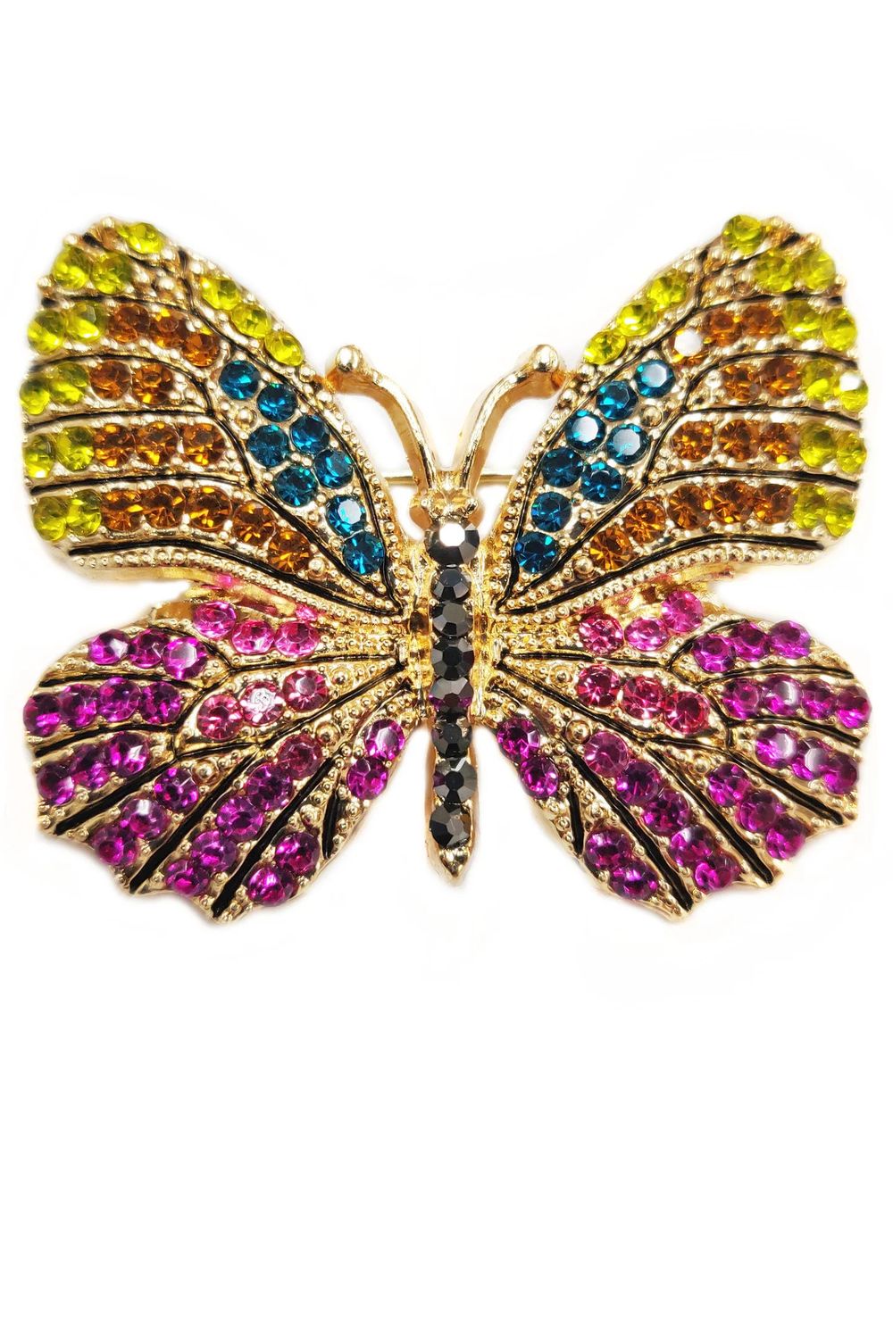 Colorful Butterfly Pin - Gold Fuchsia