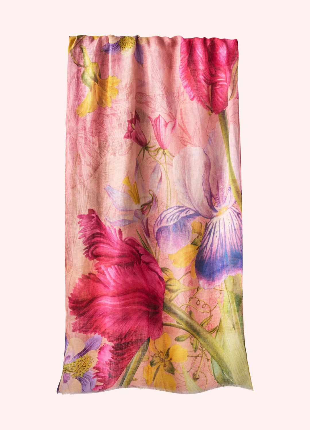 Linen/Cotton Floral Scarf - Petal Pinks