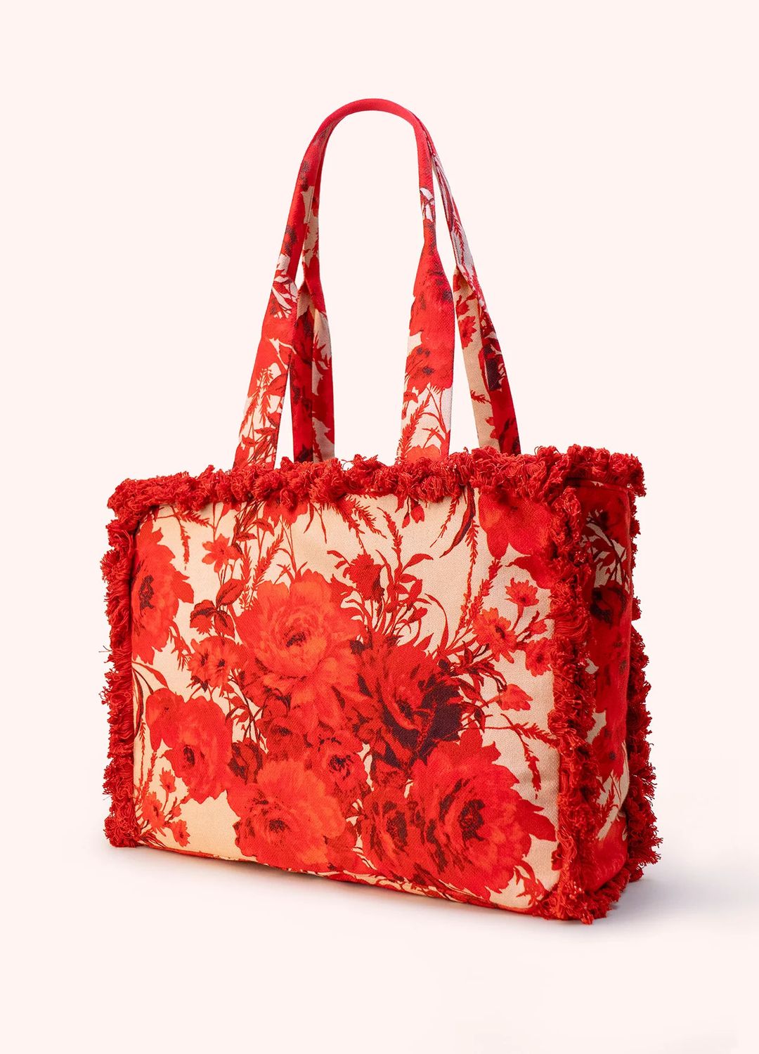 Fringed Box Tote - Rouge Blooms