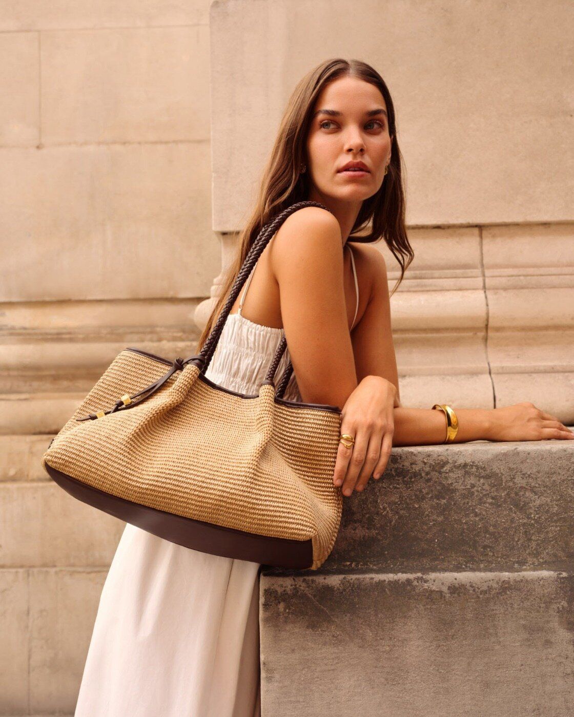 Nova Raffia Small Shoulder Tote