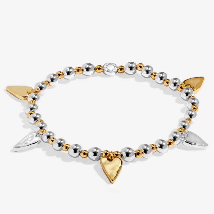 Reva Textured Hearts Bracelet Silver &amp; Gold