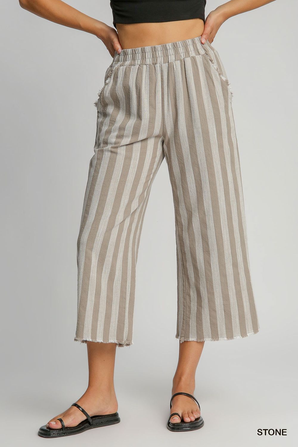 Linen Striped Waistband Pants