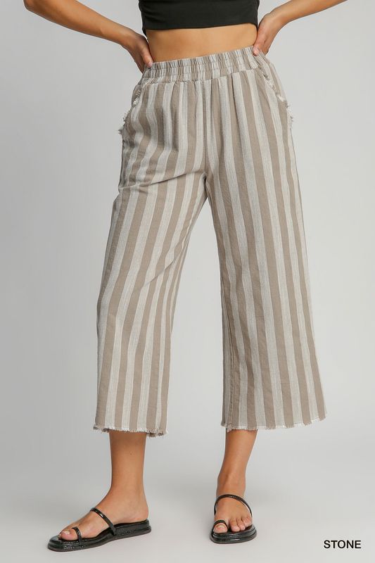 Linen Striped Waistband Pants