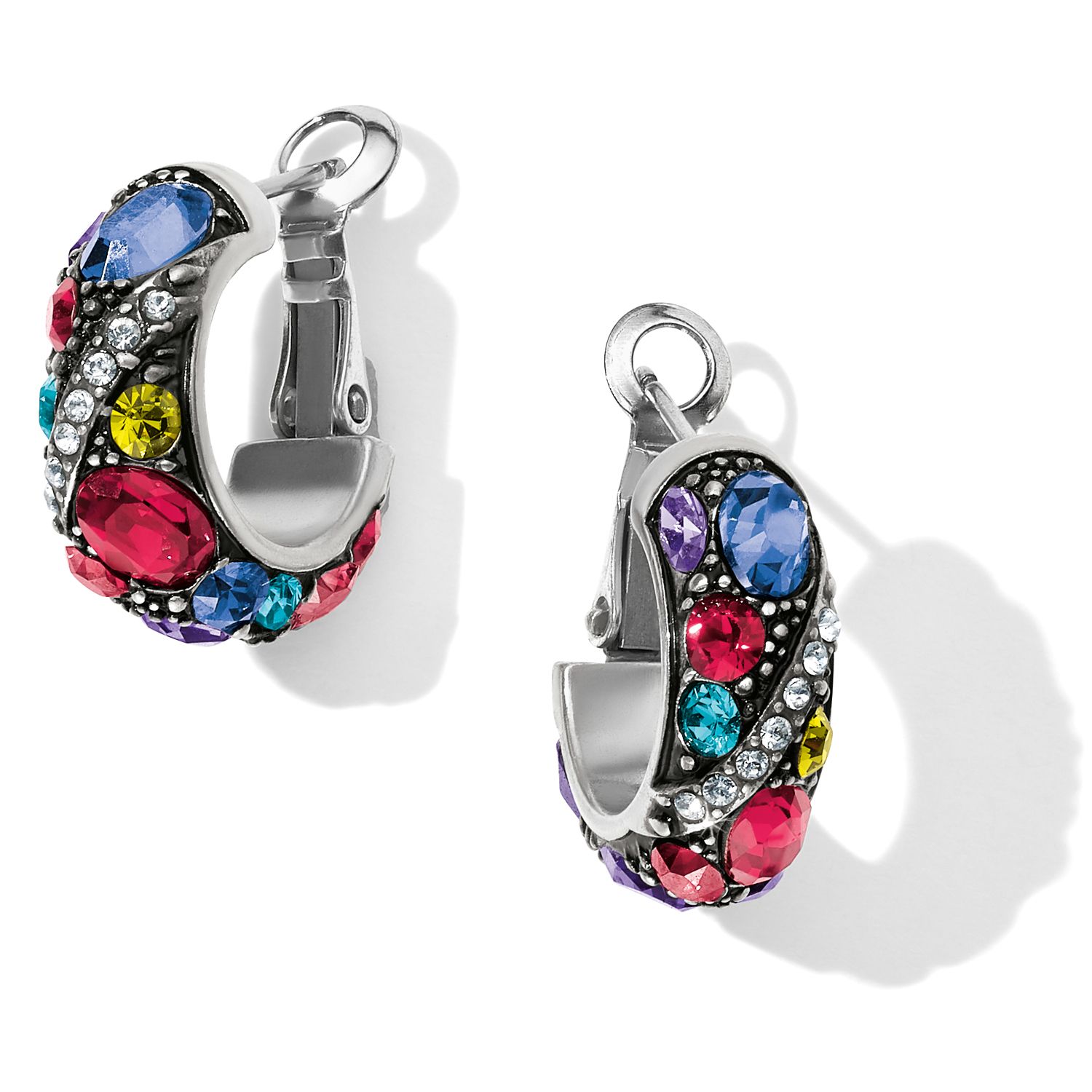 Trust Your Journey Hoop Earrings Silver Multi