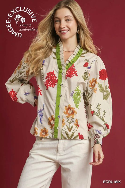 Floral Button-Down Blouse