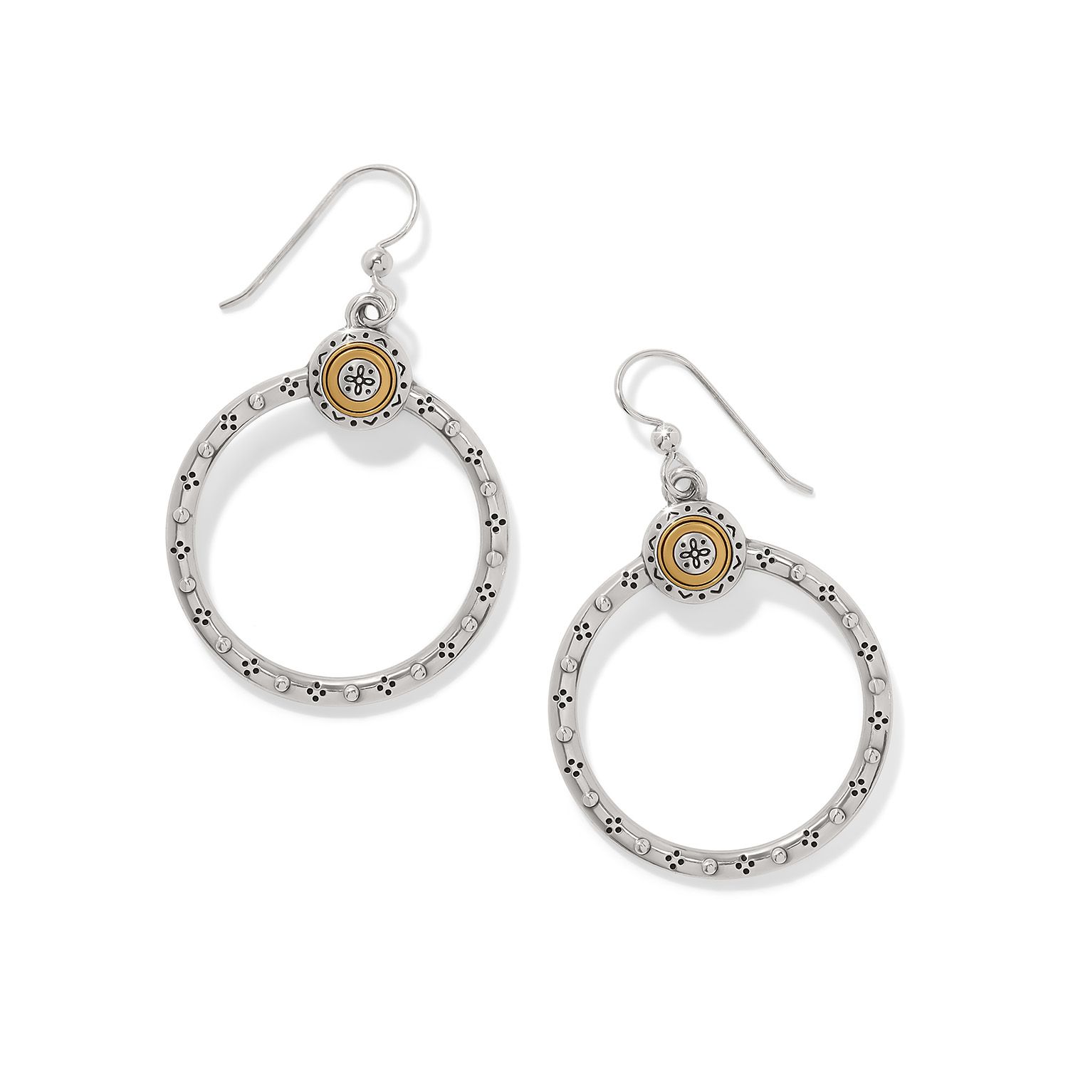 Mosaic Two Tone French Wire Hoop Earring