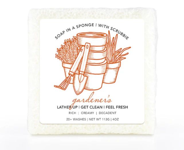 Soap In A Square Sponge With Scrubbie, Color: Gardener's