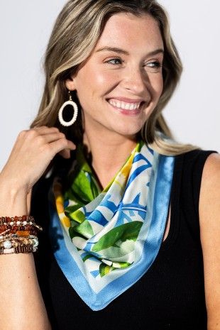 Silk Lemon Tile Square Scarf