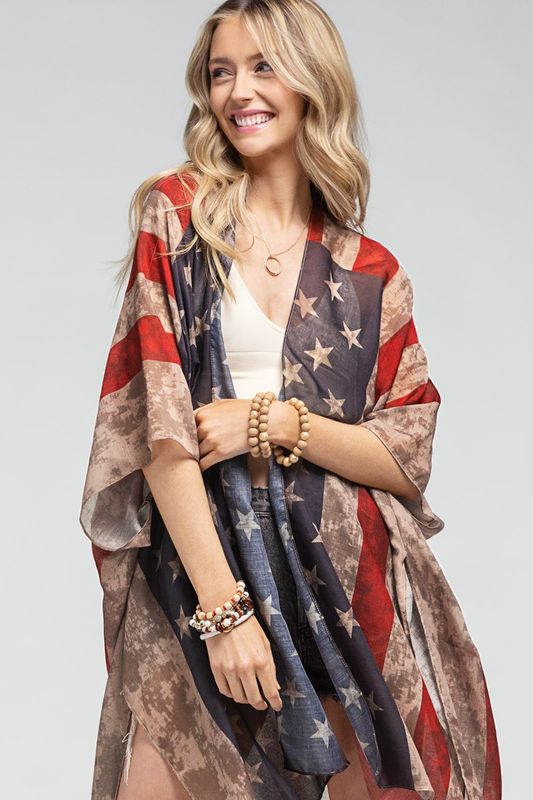 Vintage American Flag Kimono